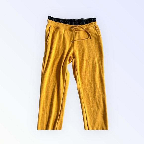 Guess Yellow Fleece Jogger Sweatpants – Size S, Elastic Waistband - Picture 9 of 9